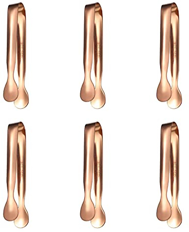Zuckerzange Klein Set, Edelstahl Eiswürfelzange Süßigkeiten Zange Zucker Clip Servierzange Salatzange Eiswürfelzange Zucker Clip Zubehör für Candybar Hochzeit Party (6 Stück) (Roségold)