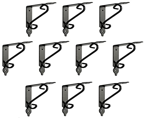 Gedotec Ornament-Konsole Schwerlastkonsole Metall Schwerlastträger | Smithy | Tiefe: 190 mm | Regalträger Tragkraft 15 kg | Stahl Antik schwarz geschmiedet | 10 Stück Regalwinkel im Landhaus-Stil
