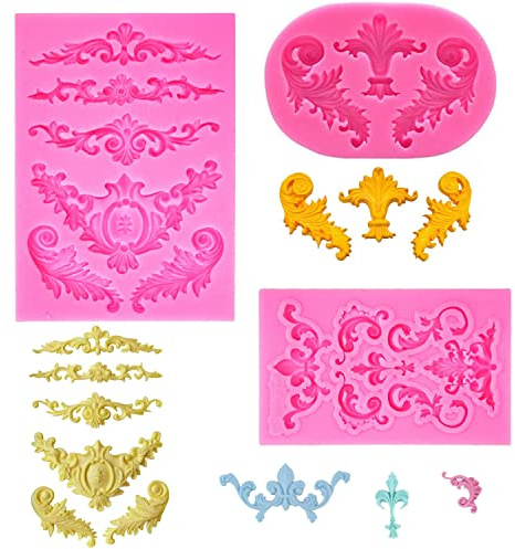 YGCHEN Moule en Silicone Fondant Moule de Fleur de Vigne en Silicone Moule de Décoration de Gâteau Relief Vintage Outils de Pâtisserie Saint Valentin DIY Bonbons Muffin Gelée Chocolat Moules, 3 Pièces