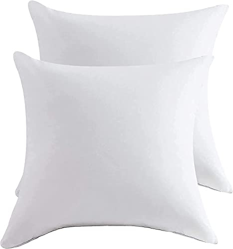 Palloh Cushions Pads for Sofa 2 Pcs, 40 x 40 Cushion Inserts 16'' x 16'', Polypropylene Blend Cover, Hypoallergenic Hollowfibre Cushion Pads 40cm x 40cm, White Square Cushion Fillers