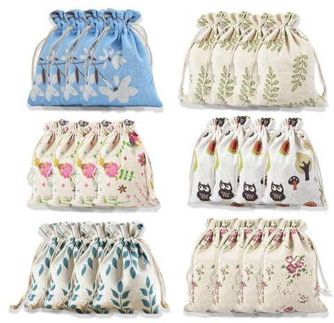 24 Pcs Geschenksäckchen，Jute Sack ，Jute Beutel mit Kordelzug，10 x 14 cm，für Weihnachten Hochzeit Party und Weihnachten