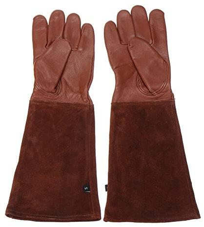 Gartenhandschuhe 1 Pair Heavy Duty Gardening Rose Pruning Gauntlet Handschuhe Dornen Beweis Langarm Arbeit Schweißen Gartenhandschuhe Arbeitshandschuhe (Color : Brown, Size : L)