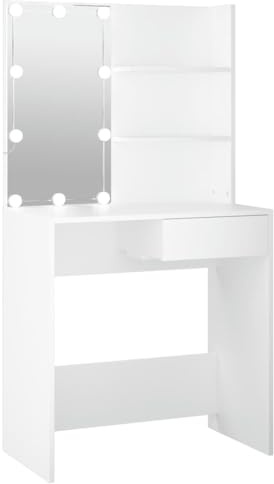 vidaXL Toeletta con LED Bianca 74,5x40x141 cm