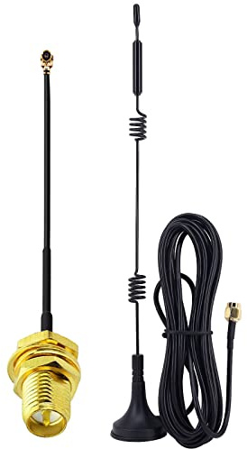 YILIANDUO WiFi Antenne 9dBi 2.4G/5.8GHz Magnetfuß RP SMA Stecker 3m Kabel | Omnidirektional Dualband Antenne + IPX U.FL auf RP-SMA Buchse Kabel 10CM für Intel/Fenvi Mini PCIe WLAN-Karten und Router.