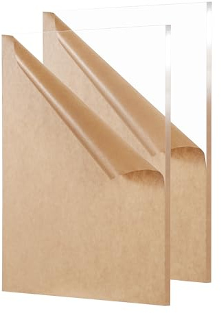 KAITELA Clear Acrylic Sheet 18 x 24 x 1/4 Thick (6mm) Cast Plexiglass Panel Plastic Board for Craft Projects, Sign, Laser Cutting, Engraving, Pack of 2