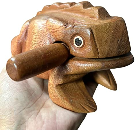 NUTTA - 7 Inches Wooden Frog Guiro Rasp Musical Instrume Wood Percussion Desk Scraping Fog with Frog Sound Idea Funny Instruments Nature Wood Music Home Garden Decoration (7 Inches)