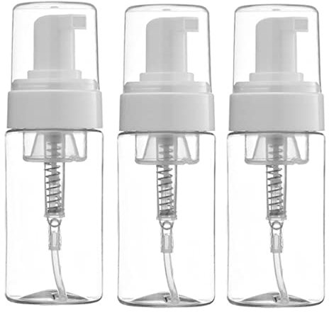 3Pcs 100ml Empty Foam Pump Bottles Clear Plastic Refillable Foam Soap Dispenser Travel Size Containers for Hand Soap Shampoo Cosmetics