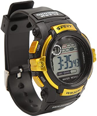 Alomejor Sportuhr Herren 12 24 Stunden System Laufsportuhr Edelstahl wasserdichte Abdeckung für Freunde (Gold)