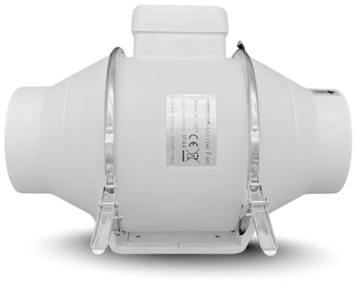 AirTech-UK FlowMax Turbo Inline Extractor Fan 100mm / 4 inches - Single Speed Bathroom Extractor Fan with Timer - Silent and High Power Inline Fan for Bathroom - Ceiling, Toilet, Loft installation