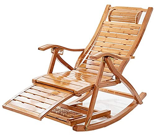 VVHUDA Bambus-Schaukelliege, klappbarer Liegestuhl, Sonnenliege für den Außenbereich, entspannender Liegestuhl mit Armlehnen und Verstellbarer Rückenlehne für Garten, Balkon, Terrasse small Gift