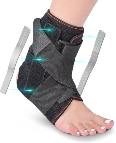 QKIIP Bandage de cheville, Chevillère pour lésions ligamentaires, articulations faibles, entorses et arthrite, fasciite plantaire, soulagement de la douleur