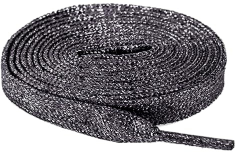 Anopo 2 Paia Lacci Glitter Piatti Larghezza 10 mm Lunghezza 100cm-160cm | Lacci di Ricambio per Scarpe Sportive