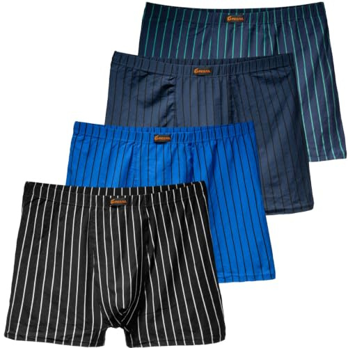 Pesail Herren Boxershorts Baumwolle, Retroshorts ohne kratzendes Etikett | Enganliegender Schnitt mit Standardlänge, Größen M bis 10XL, Vierer- und Achterpack, viele Mixvarianten