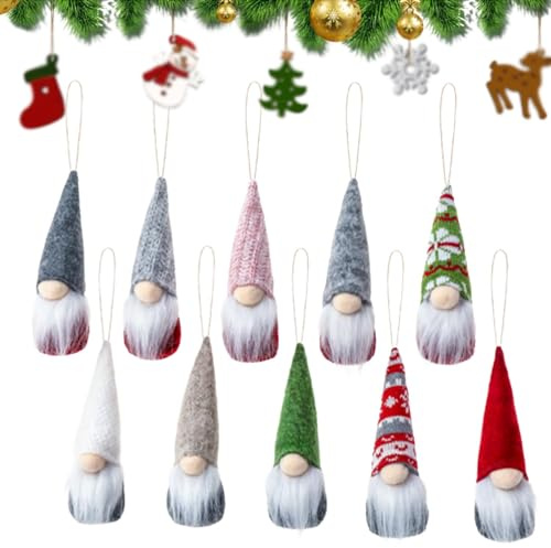 10Pcs Weihnachtswichtel aus Strick, Wichtel Figuren Weihnachten Deko, Kleiner Plüsch Wichtel, Weihnachtsbaumzwerge zum Aufhängen, Gnom Weihnachten Deko, Weihnachtsdekoration, Heimdekoration