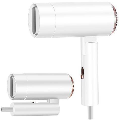 Flintronic Sèche-Cheveux Pliable 1500W de Voyage, Professionnel Ionique, Léger Portable avec 3 Modes Réglables pour Voyages, Maison, Salon - Blanc