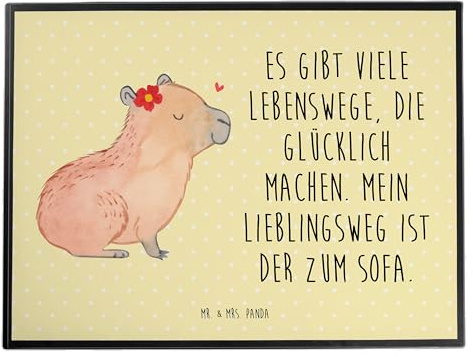 Mr. & Mrs. Panda Schreibunterlage Capybara Blume - Geschenk, Schreibtischauflage, schreibtischunterlagen, tischpad, schreibtischunterlage, tischmatten, Lustige Sprüche