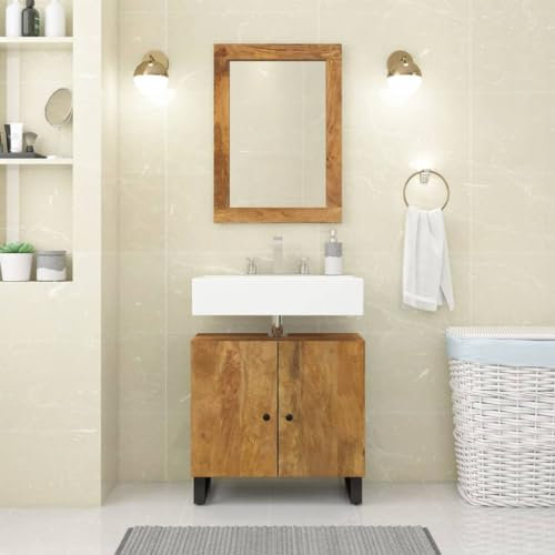 INLIFE Waschbeckenunterschrank Massivholz Mango und Holzwerkstoff,15,45 KG,351989