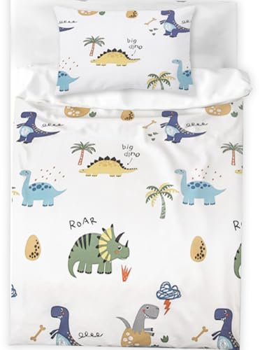 DASIAUTOEM Kinderbettwäsche 100x135 Dinosaurier Set, 100% Polyester Mikrofaser mit Integriertem Reißverschluss, Kissenbezug 60x40cm für Jungen