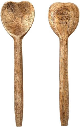 Couverts à salade coeur en manguier