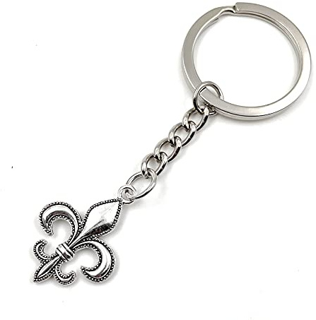 Onwomania Heraldische Lilie Symbol Schlüsselanhänger Metall Glücksbringer in Alu Geschenkbox, ideal zum Verschenken