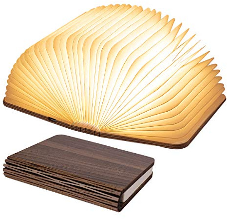 XIUDI Book Lovers Gifts BookLamp - 8 Color Lights,500mAh Battery,Foldable Paper Lamp as Book Decor & Accessories,Unique Gifts for Women or Friends,Mini Grey Maple(Size3.9×3.1×1in)