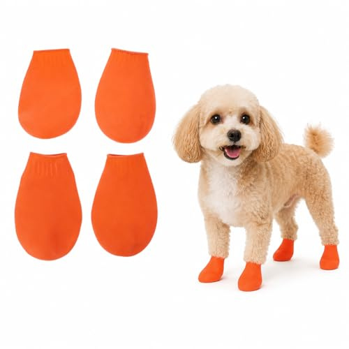 Supvox 4Er-Pack Pfotenschutz Für Hunde Wasserdicht rutschfeste Hundeschuhe Für Kleine Hunde Outdoor-Schuhüberzüge Für Spaziergänge Im Freien Gegen Nässe Schmutz Und Raue Oberflächen Größe S