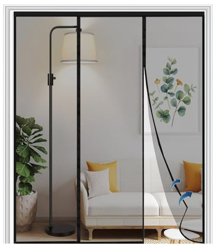Magnetischer Vorhang für Vorhang 170x220cm Anti-Fliegen-Tür nach Maß ohne Bohren für Kinder und Haustiere, Schwarz