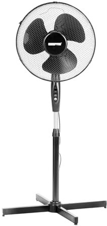 16” Pedestal Free Standing Cooling Fan | 3 Speed 3 Blades Wide Angled Oscillation | Pivoting Head & Adjustable Height | Powerful Airflow Floor Fan | Home Office Use, 1 Year Warranty Black 45W