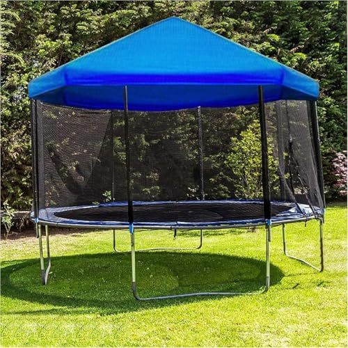 Qikam Trampolinabdeckung, UV-resistent & wasserdichte Trampolin Überdachung Abdeckung, Sonnenschutz für Trampoline, Achteckig, Blau, für Kinder und Familien