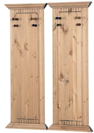 clever-moebel 2er Set Wandgarderobe im Landhausstil, Natur gelaugt | Wandpaneele