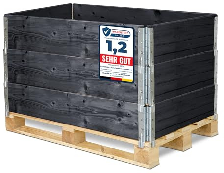 Garronda Holzaufsatzrahmen für Palette Aufbewahrungskiste aus Holz Palettenaufsatzrahmen Holzkiste (ohne Palette) Anthrazit 3 Stück 120x80x20 cm GD-0096