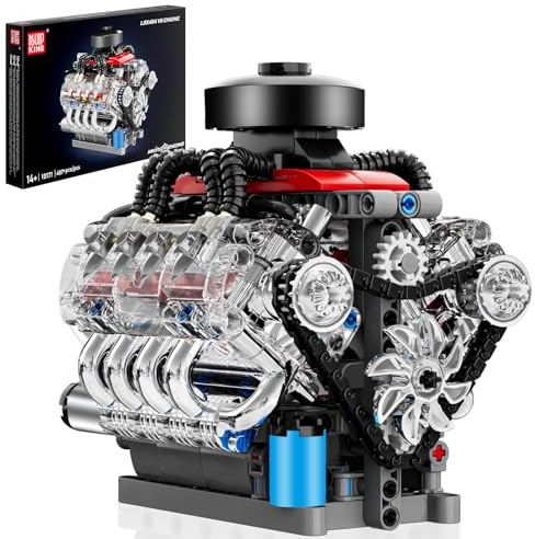 Mould King 10171 Technik V8 Motor Bausatz Bausteine Klemmbausteine Motor LSX454 V-8 Engine Kit Klemmbausteine Benzinmotor Modell für Auto LKW Fans(487 Teile)