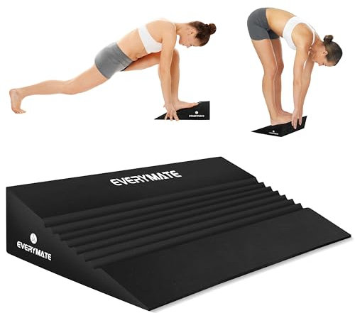 EVERYMATE Squat Wedge, Extra Large Squat Wedge Block, Squat Wedges Weightlifting, Calf Stretching, Slant Board for Squats, Heel Elevated Squat Wedge, Knees Over Toes Squats, Calf Wedge Stretching Block