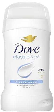 Dove Classic Fresh Women's Antiperspirant Deodorant Cream Stick for 48 hour sweat protection and long-lasting fragrance with ¼ moisturising cream 50 ml