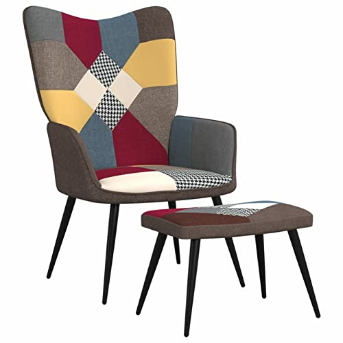 ShGaxin Relaxsessel mit Hocker Patchwork Stoff, Fernsehsessel, Kinosessel, Lesesessel, Tv Sessel, Ohrensessel, Armsessel, Seselstuhl Wohnzimmer - 328186