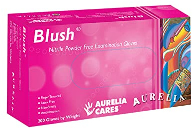 Blush 200 Nitrile Powder Free Textured Examination Gloves (Medium)