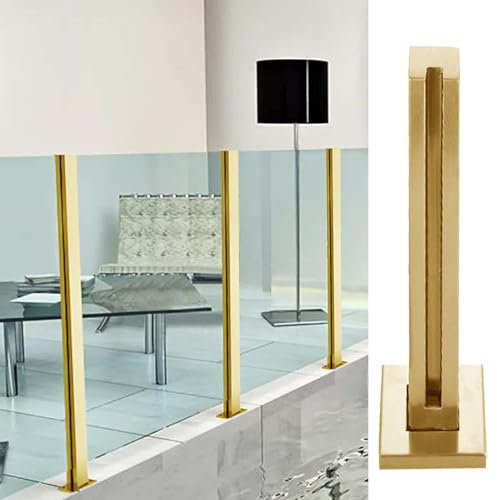 Poteau de Garde-Corps en Verre Poteau de Garde-Corps en Verre Moderne Commercial, Pinces de Pilier de Balustrade de clôture dorée, Poteau de Garde-Corps sans Cadre intérieur et extérieur pou