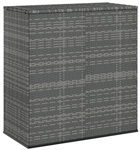 Myheimly Garten Kissenbox Auflagenbox Gartenbox Aufbewahrungsbox Kissentruhe Gartentruhe Gerätetruhe Kiste Box PE Rattan Garten Kissenbox Grau,100 x 49 x 103.5 cm
