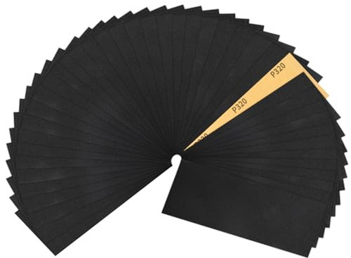 Sruhrak 93x230mm Papel de Lija Resistente al Agua, 30 Piezas de Lija para Uso en Húmedo y en Seco, Grano 320, para Trabajar la Madera, Desincrustar Metales y Preparar Superficies.