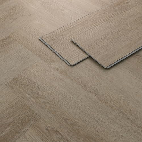 ML-Design Pavimento in PVC Deluxe Vinile a Click Rovere Scuro a Spina di Pesce 61x12,8 cm Spessore 4,2 mm, 1,56 m² (20 Listoni) Marrone Aspetto Legno Antiscivolo Impermeabile Classe di Utilizzo 34