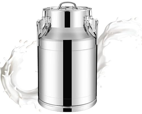 Bidon à Lait En Acier Inoxydable 304 Seau à Lait Grande Capacité Seau De Stockage HerméTique Avec Couvercle Et 2 PoignéEs Pour Le Stockage Et Le Transport Du Lait,20L