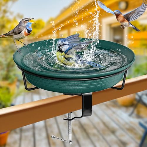 VeyFolzin.st Vogeltränke, Vogeltränke Balkon Groß Balkongeländer Garten Modern Vogelbad, Vogeltränke Groß Frostsicher Winterfest Vogeltränke Hängend für Balkongeländer (Grün)