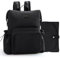MISS FONG Changing Bag Backpack, Baby Bag Neoprene Baby Changing Bags Nappy Maternity Travel Bag Large Capacity with Changing Mat Stroller Backpack Insulated Pockets 12 Pockets for Mom & Dad-Black