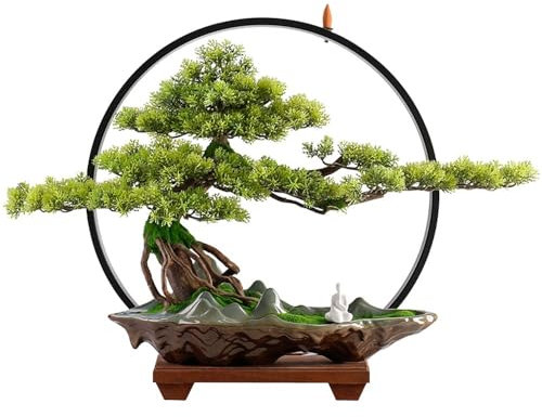 Lizhuzhuzs28 Künstlicher Bonsai-Baum Kreative Lampe Kreis Simulation Zypresse Pflanzung Landschaft Dekoration Wohnzimmer Büro Eingang Eröffnung Geschenk Pflanzendekoration ​Künstliche