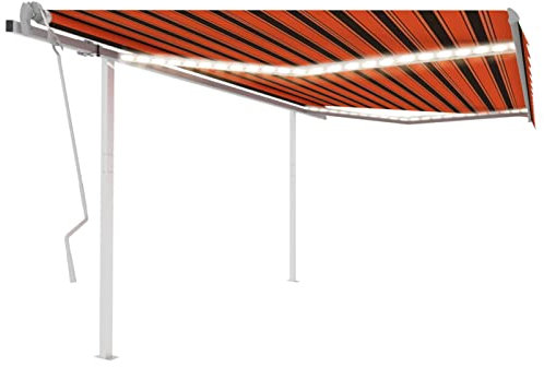 Xichuzi Gelenkarmmarkise Einziehbar, Sichtschutz Balkon, Seitenmarkise, Balkon Markise, Klemmmarkise, Sonnenvorhang, Balkonmarkisen, 4x3 m Orange und Braun