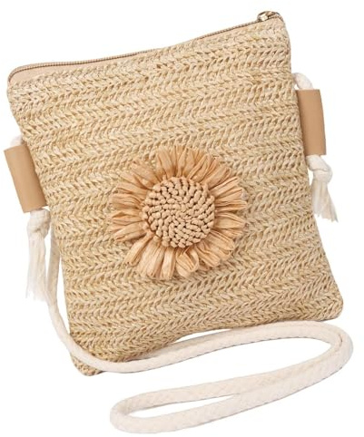 Iridsmole Straw Bag for Women, Weave Handmade Bohemian Crossbody Bag, Summer Beach Bags for Ladies Summer Beach Holiday Travel