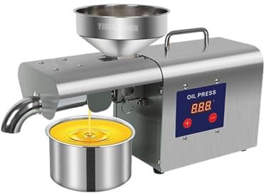 YIGECHENXIN Stainless Steel Oil Press Machine, 1800W Kitchen Cold & Hot Press Oil Extractor Domestic Automatic Oil Press Machine for Peanut, Sunflower