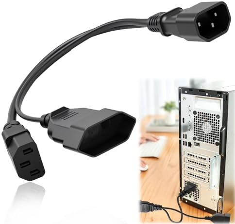 Cavo di alimentazione Y splitter UPS PDU C14 a C13 + cavo Euro Y IEC 14 maschio a IEC 13 femmina, 250 V, 10 A, 30 cm, per PC monitor