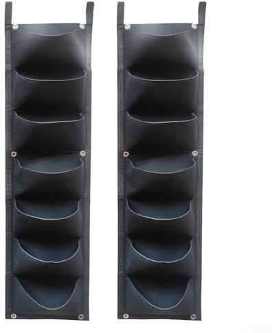 Oniissy Borsa per la coltivazione delle piante, montaggio a parete, verticale, giardino, 7 tasche in feltro, contenitore per fiori da appendere, soluzione salvaspazio per interni ed esterni (nero)