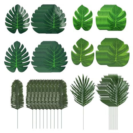JDNFKG 60 Feuilles De Palmier Simulées, Plantes Artificielles, Décorations De Fête, Décoration Domestique, Matériaux d'art Bricolage.